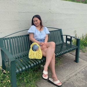 H&M plaid top with tie